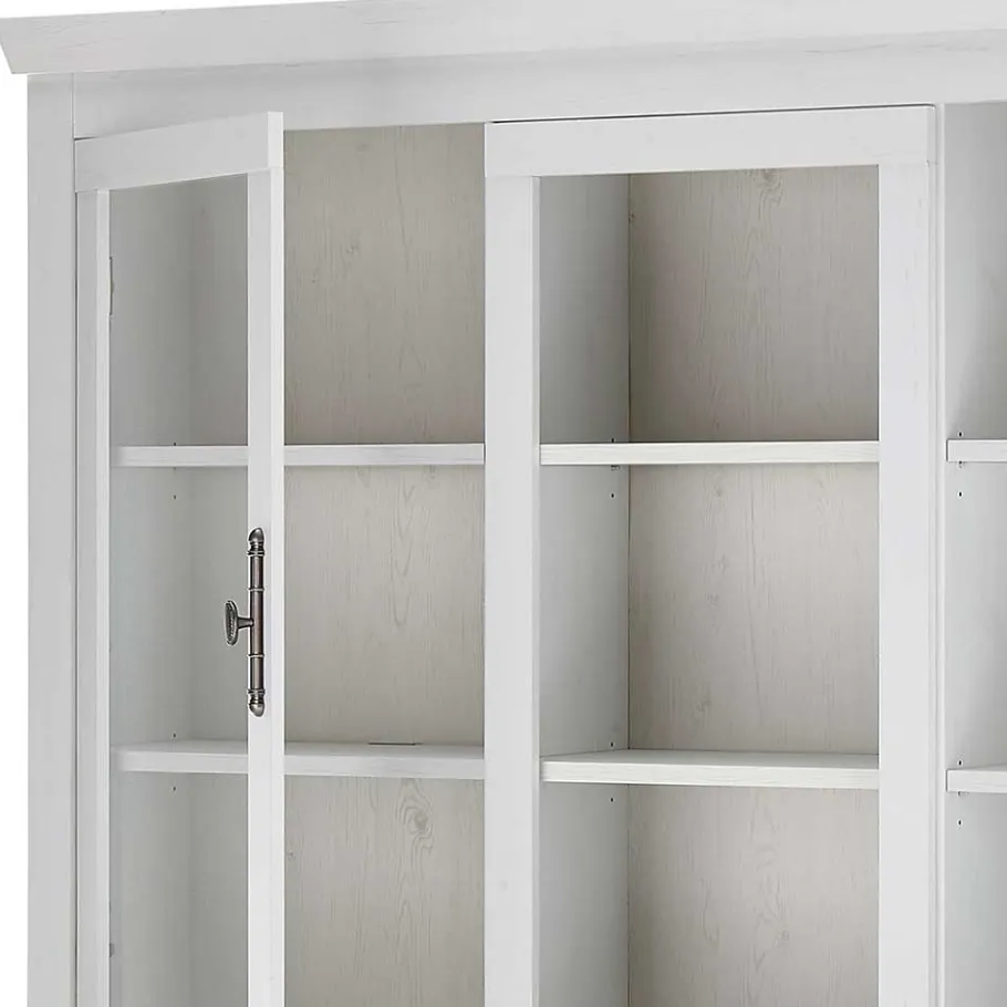 Outlet Wohnen Buffetschrank Vitrine in weißer Holzoptik Pinie - Liancos