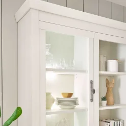 Outlet Wohnen Buffetschrank Vitrine in weißer Holzoptik Pinie - Liancos