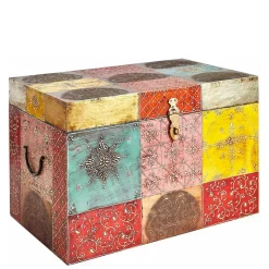 Online Wohnen Bunte Holztruhe im Orientalischen Stil - Lilano