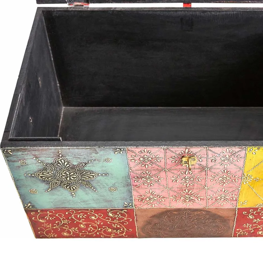 Online Wohnen Bunte Holztruhe im Orientalischen Stil - Lilano