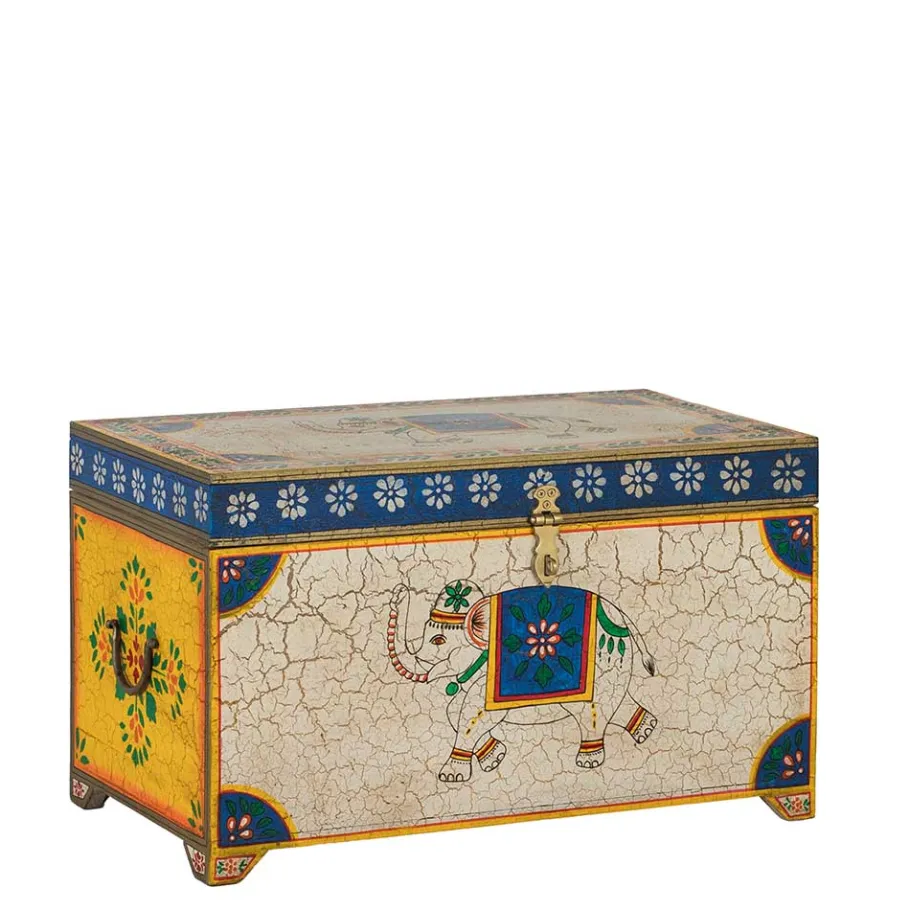 Sale Wohnen Bunte Orient Truhe mit Elefanten und blumigen Motiven - Sambo