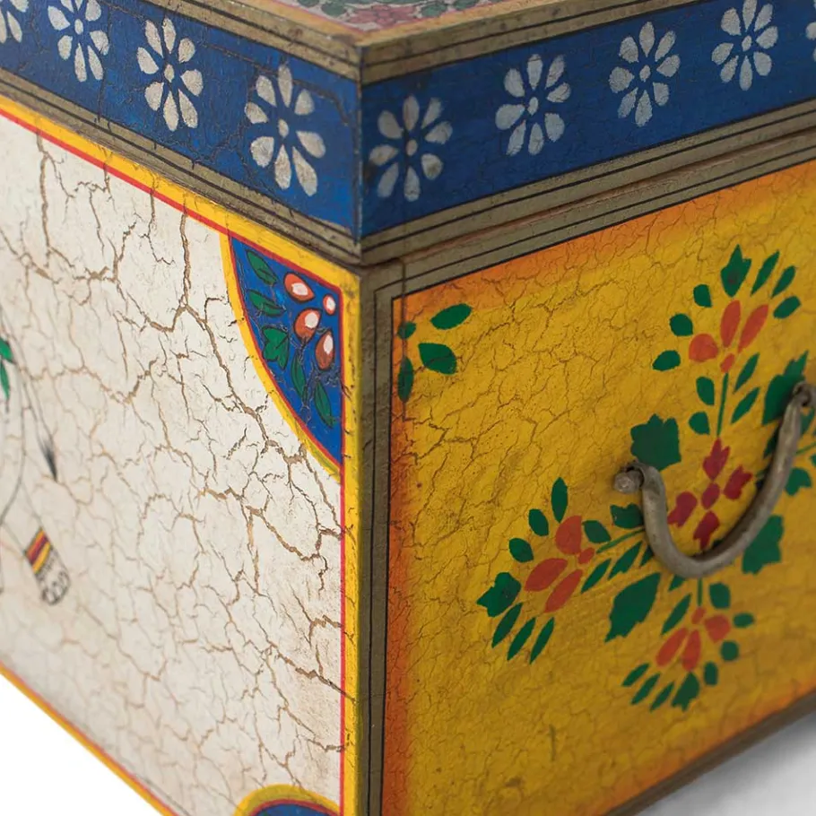 Sale Wohnen Bunte Orient Truhe mit Elefanten und blumigen Motiven - Sambo