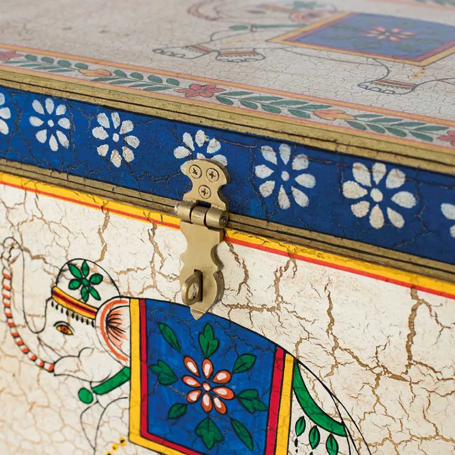 Sale Wohnen Bunte Orient Truhe mit Elefanten und blumigen Motiven - Sambo
