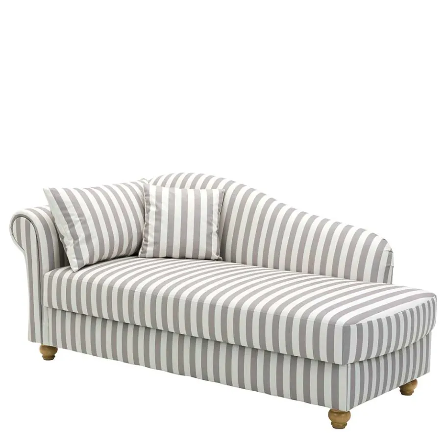 Best Wohnen Chaiselongue mit Streifen in Weiß Braun - Adendro