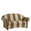 Best Wohnen Chenille Sofa mit Streifenmuster Braun Beige - Kontrast
