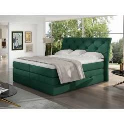 Best Wohnen Chesterfield Boxspring Bett in Dunkelgrün Velours - Ardit