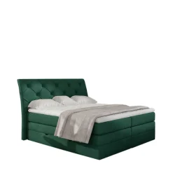 Best Wohnen Chesterfield Boxspring Bett in Dunkelgrün Velours - Ardit