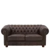 Outlet Wohnen Chesterfield Couch aus Echtleder - Pluna