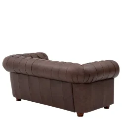 Outlet Wohnen Chesterfield Couch aus Echtleder - Pluna