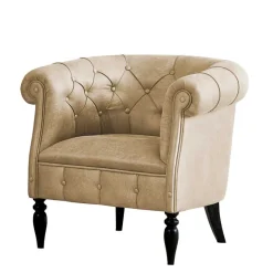 Hot Wohnen Chesterfield Design-Sessel in Beige und Schwarz - Kiano
