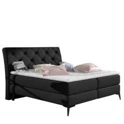 Online Wohnen Chesterfield Komplettbett in Schwarz - Silvaria