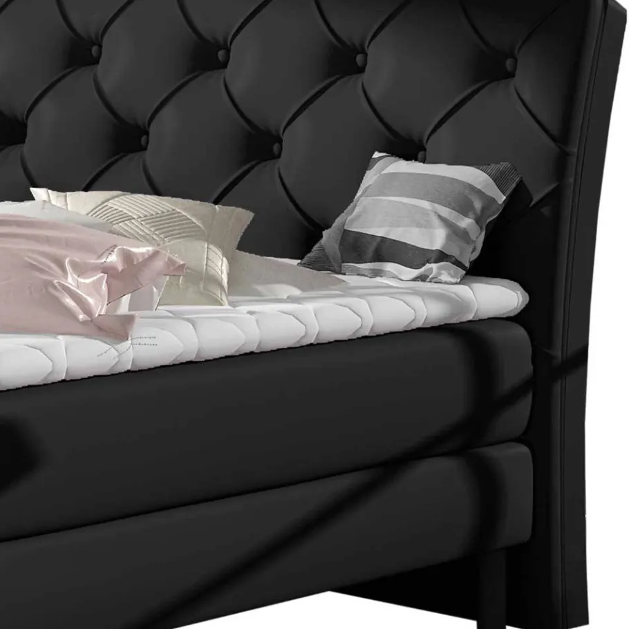 Online Wohnen Chesterfield Komplettbett in Schwarz - Silvaria