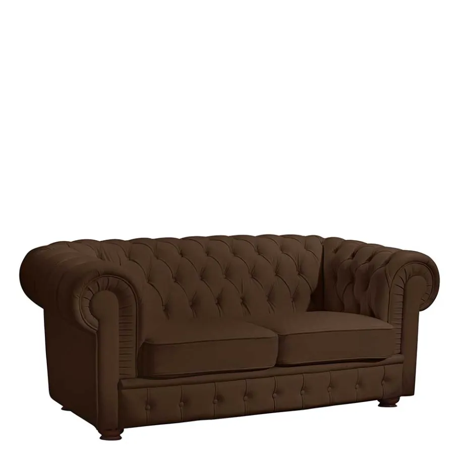 New Wohnen Chesterfield Kunstledercouch in Braun - Cementa