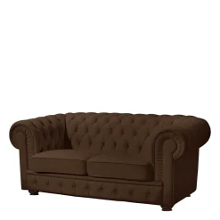 New Wohnen Chesterfield Kunstledercouch in Braun - Cementa