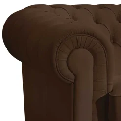 New Wohnen Chesterfield Kunstledercouch in Braun - Cementa