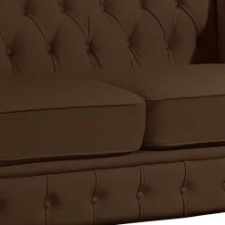 New Wohnen Chesterfield Kunstledercouch in Braun - Cementa