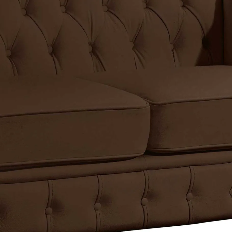 New Wohnen Chesterfield Kunstledercouch in Braun - Cementa