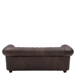 Online Wohnen Chesterfield Leder-Dreisitzer in Braun - Pluna