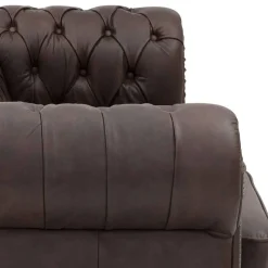 Online Wohnen Chesterfield Leder-Dreisitzer in Braun - Pluna