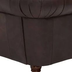 Online Wohnen Chesterfield Leder-Dreisitzer in Braun - Pluna