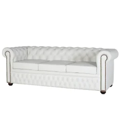 Sale Wohnen Chesterfield Ledersofa in Weiß - Pavias