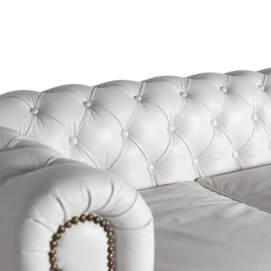 Sale Wohnen Chesterfield Ledersofa in Weiß - Pavias