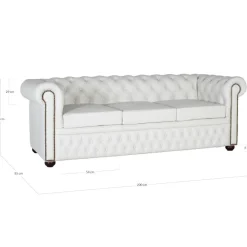 Sale Wohnen Chesterfield Ledersofa in Weiß - Pavias
