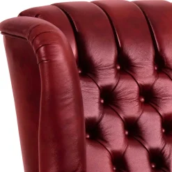 Outlet Wohnen Chesterfield Ohrensessel in Dunkelrot Leder - Guantama