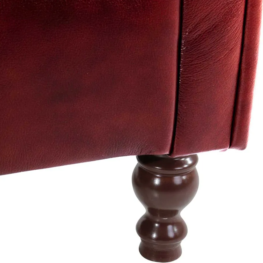 Outlet Wohnen Chesterfield Ohrensessel in Dunkelrot Leder - Guantama