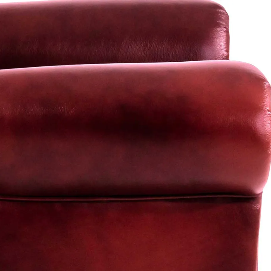 Outlet Wohnen Chesterfield Ohrensessel in Dunkelrot Leder - Guantama