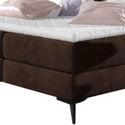 Sale Wohnen Chesterfield Polsterbett in Dunkelbraun Velours - Partiona