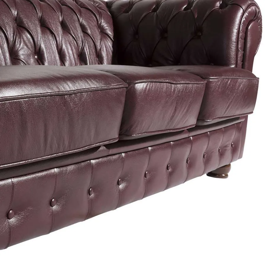 Discount Wohnen Chesterfield Polstergarnitur aus Leder - Geoloro (dreiteilig)