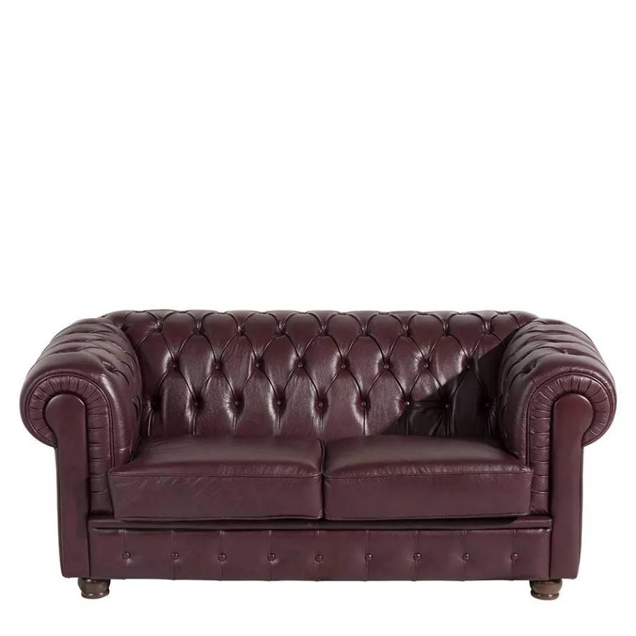 Discount Wohnen Chesterfield Polstergarnitur aus Leder - Geoloro (dreiteilig)