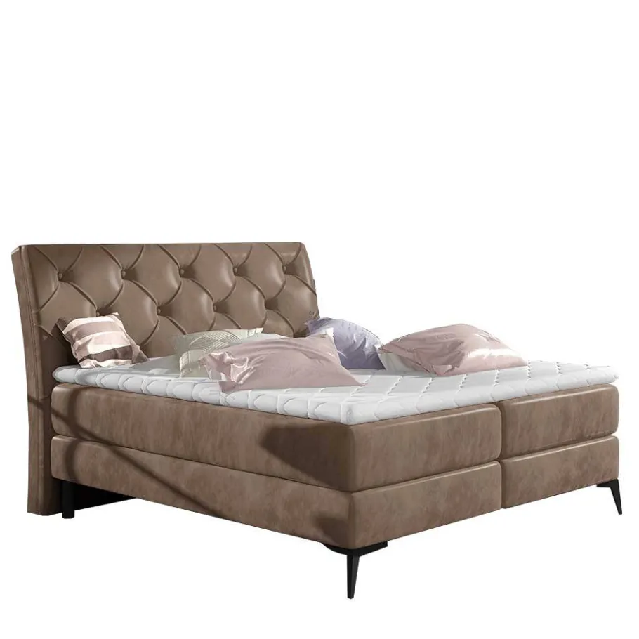 Online Wohnen Chesterfield Samtbett in Hellbraun - Trenta