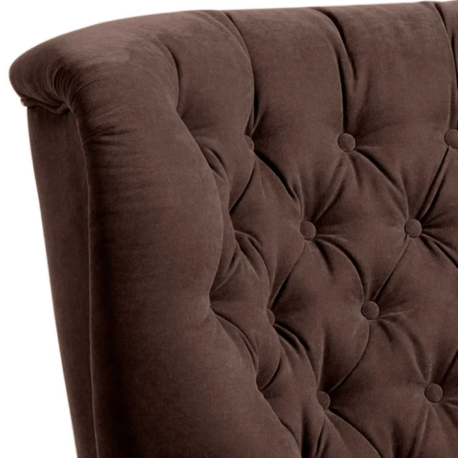 Wohnen Chesterfield Sessel aus braunem Velours - Potriwa