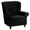 New Wohnen Chesterfield Sessel aus schwarzem Velours - Nikolas