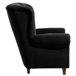 New Wohnen Chesterfield Sessel aus schwarzem Velours - Nikolas