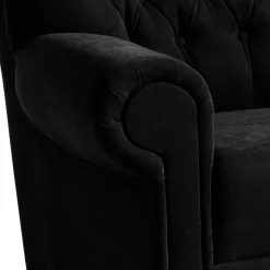 New Wohnen Chesterfield Sessel aus schwarzem Velours - Nikolas