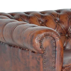 Online Wohnen Chesterfield Sessel in Braun Lederbezug - Pavias