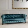 Best Wohnen Chesterfield Sofa aus Samt in Petrol - Maduera