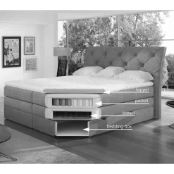Best Wohnen Chesterfield Stauraum-Boxspringbett in Blau - Hillo