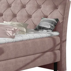 Hot Wohnen Chesterfield Stoffbett in Hellrosa - Askola