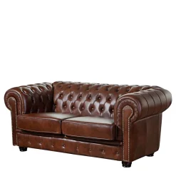 Sale Wohnen Chesterfield Zweisitzer Sofa in Braun - Pluna