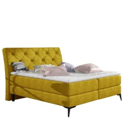 Outlet Wohnen Chesterfieldbett in Currygelb Stoff - Friscura