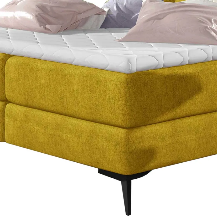 Outlet Wohnen Chesterfieldbett in Currygelb Stoff - Friscura