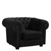 Best Wohnen Chesterfield-Sessel in Schwarz Kunstleder - Riscos