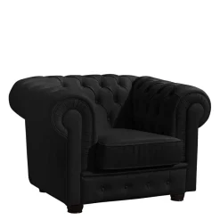 Best Wohnen Chesterfield-Sessel in Schwarz Kunstleder - Riscos