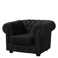 Best Wohnen Chesterfield-Sessel in Schwarz Kunstleder - Riscos
