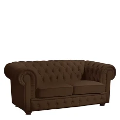 Online Wohnen Chesterfield-Sofa in Braun Leder - Cementa