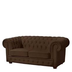 Online Wohnen Chesterfield-Sofa in Braun Leder - Cementa